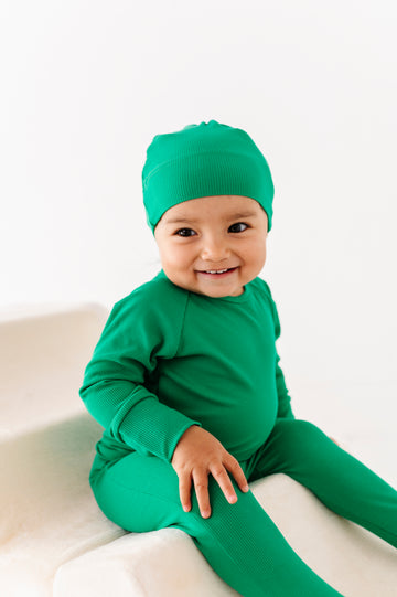Baby Bamboo Ribbed Romper Set with Hat