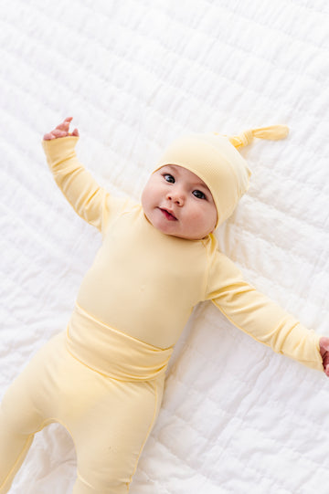 Baby Bamboo Ribbed Romper Set with Hat