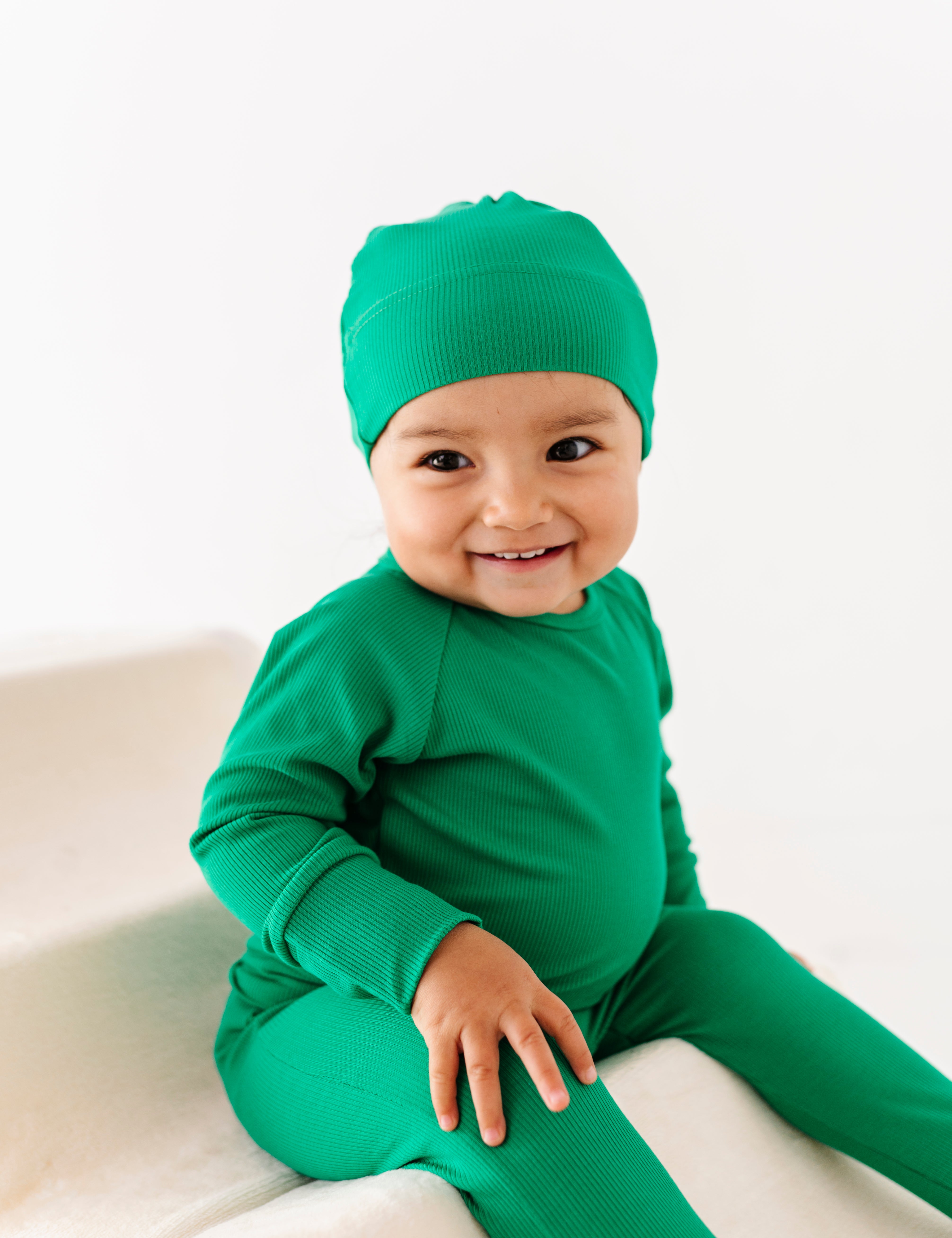 2-Piece Bamboo Ribbed PJ Set with Hat