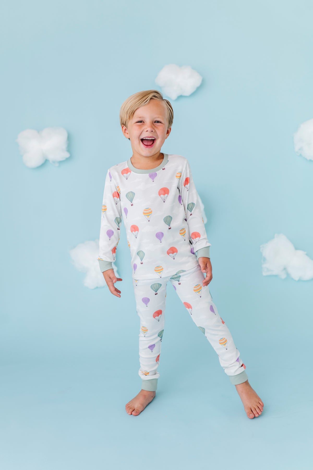 Hugs & Giggles kids' bamboo ribbed pajama set with long-sleeve top and pants