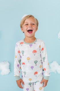 Hugs & Giggles kids' bamboo ribbed pajama set with long-sleeve top and pants