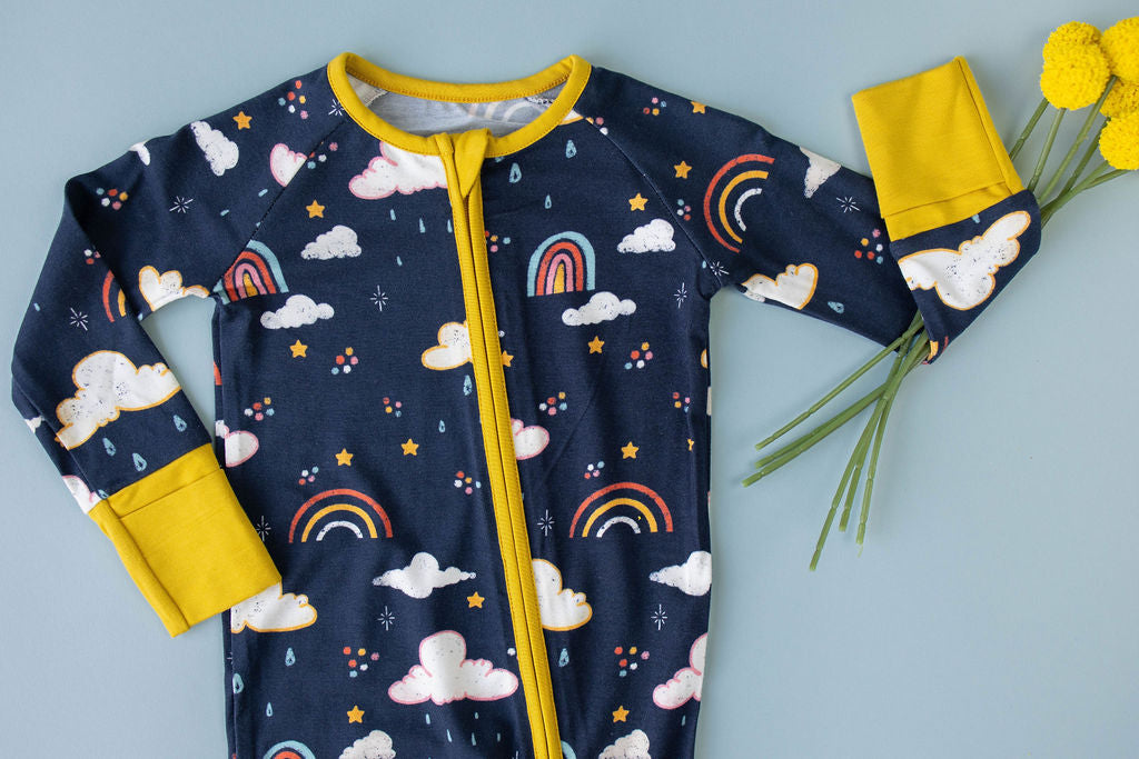 Hugs & Giggles bamboo baby zip romper with two-way zipper