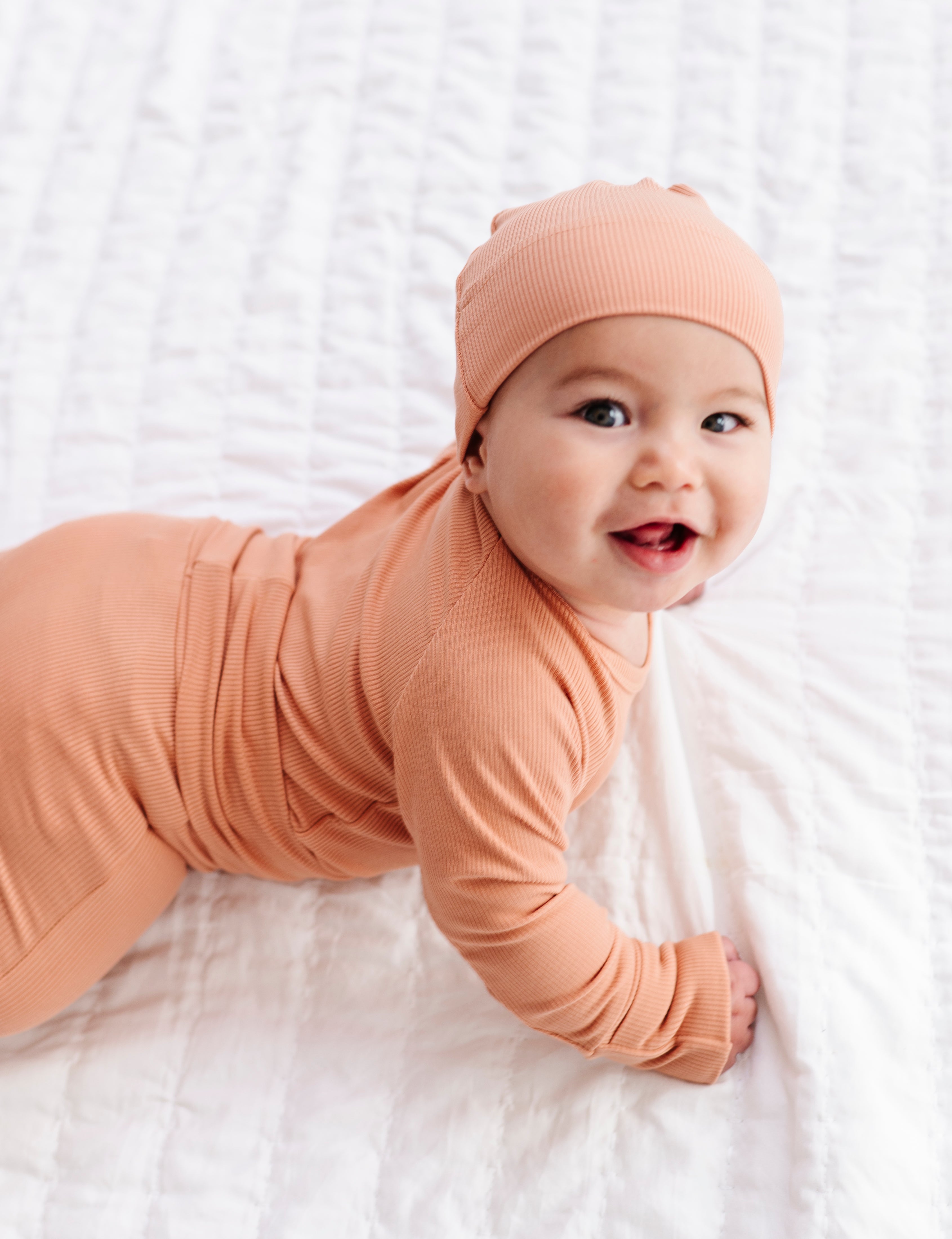 2-Piece Bamboo Ribbed PJ Set with Hat