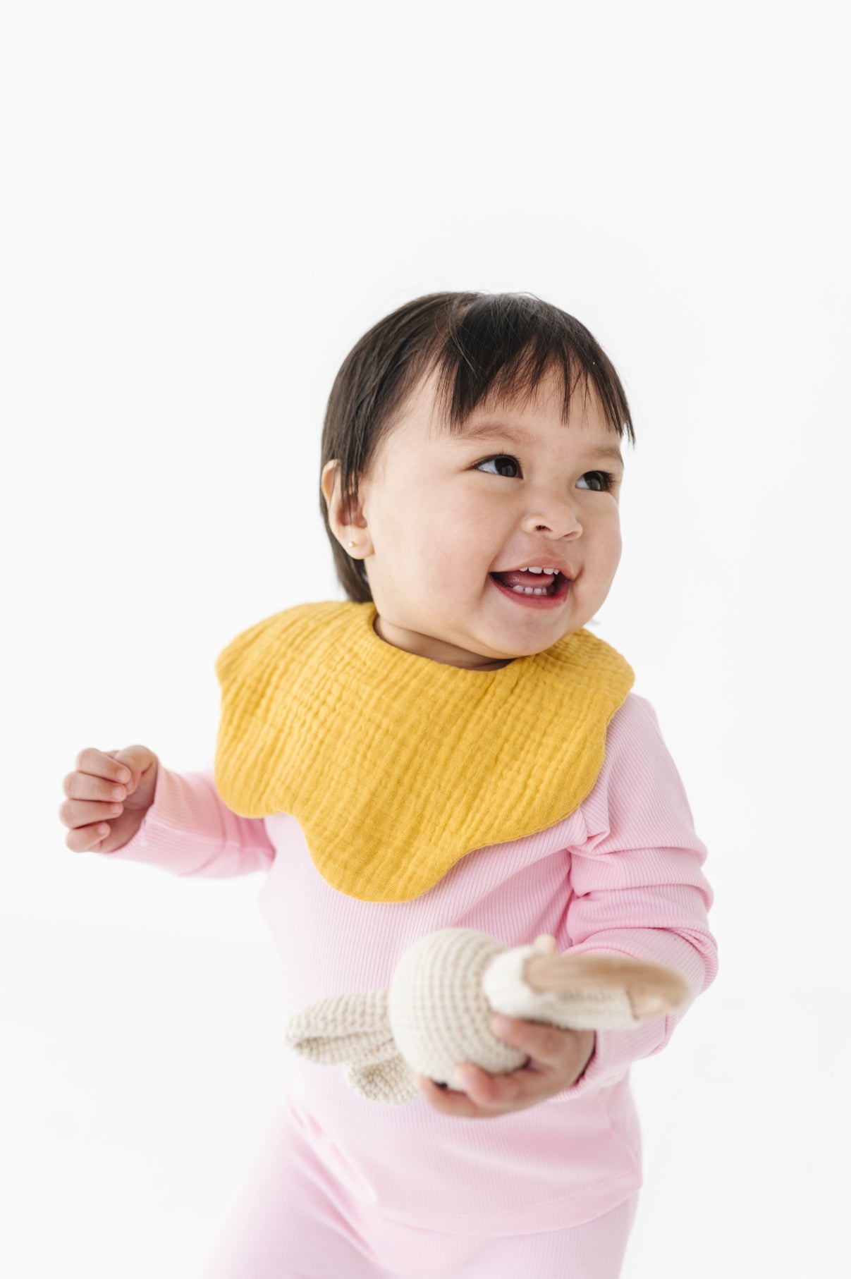 Soft Muslin Bibs – 100% Organic Cotton | Yellow and Opal