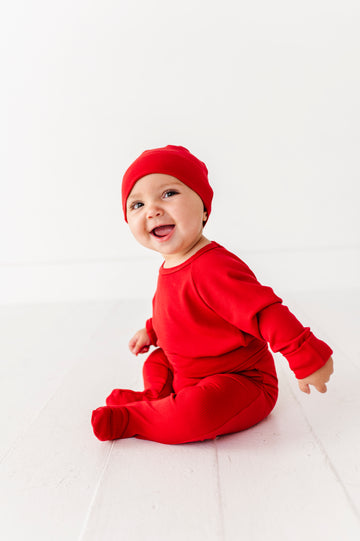 Baby Bamboo Ribbed Romper Set with Hat