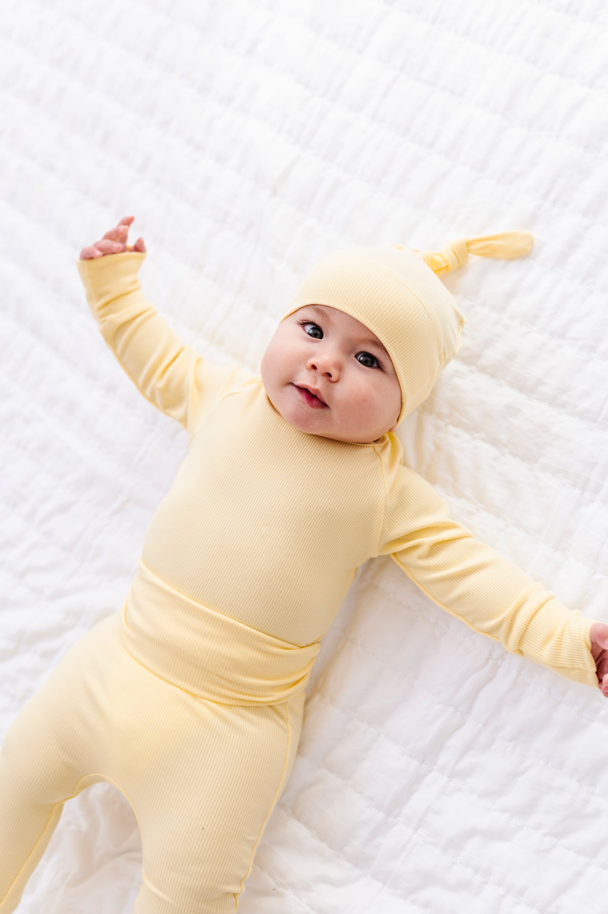 Hugs & Giggles bamboo ribbed baby romper set with matching hat