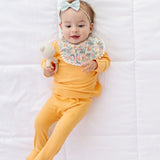 Floral Reversible Bib set with Bows - Blue