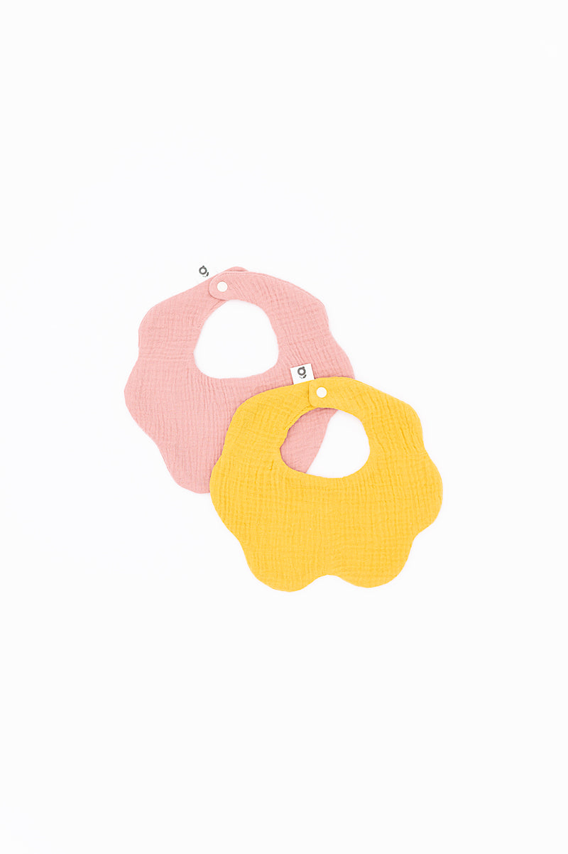 Soft Muslin Bibs – 100% Organic Cotton | Yellow and Pink