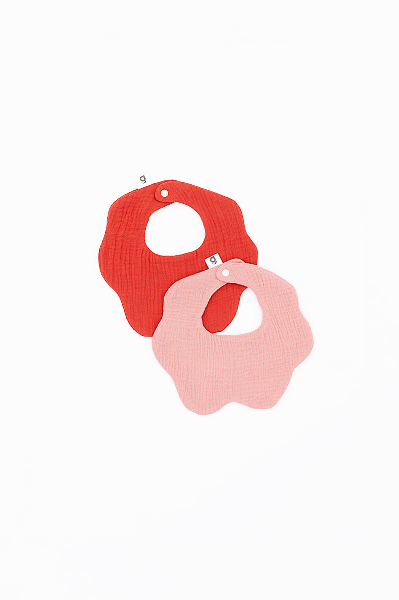 Soft Muslin Bibs – 100% Organic Cotton | Terracota and Pink
