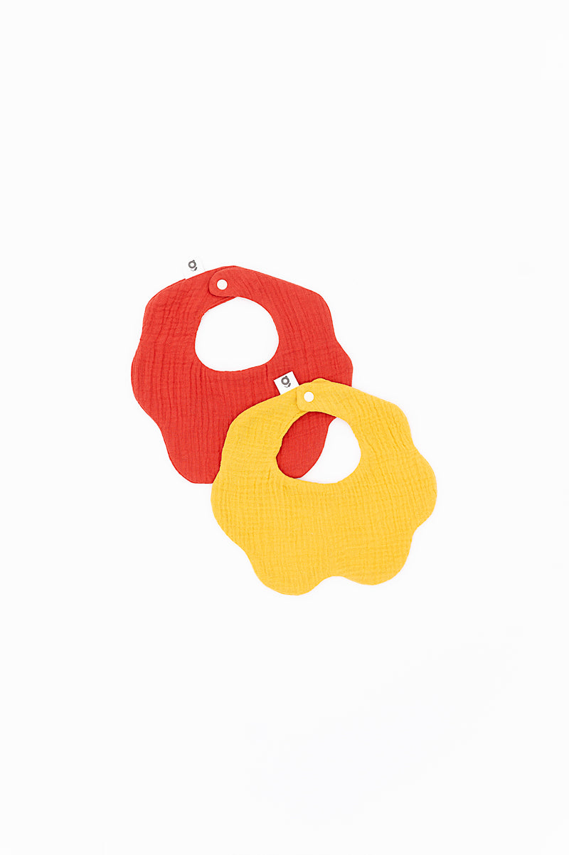 Soft Muslin Bibs – 100% Organic Cotton | Terracota and Yellow
