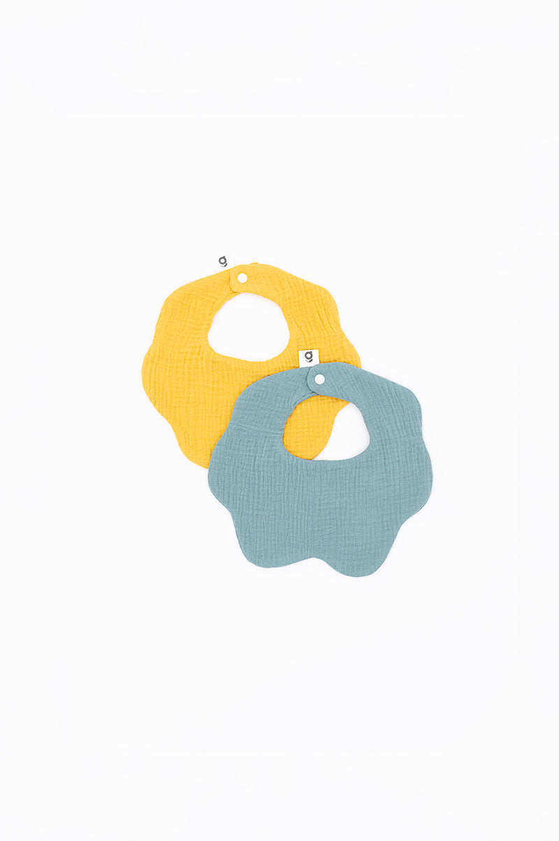 Soft Muslin Bibs – 100% Organic Cotton | Yellow and Opal
