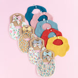 Floral Reversible Bib set with Bows - Pink