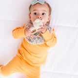 Floral Reversible Bib set with Bows - Blue