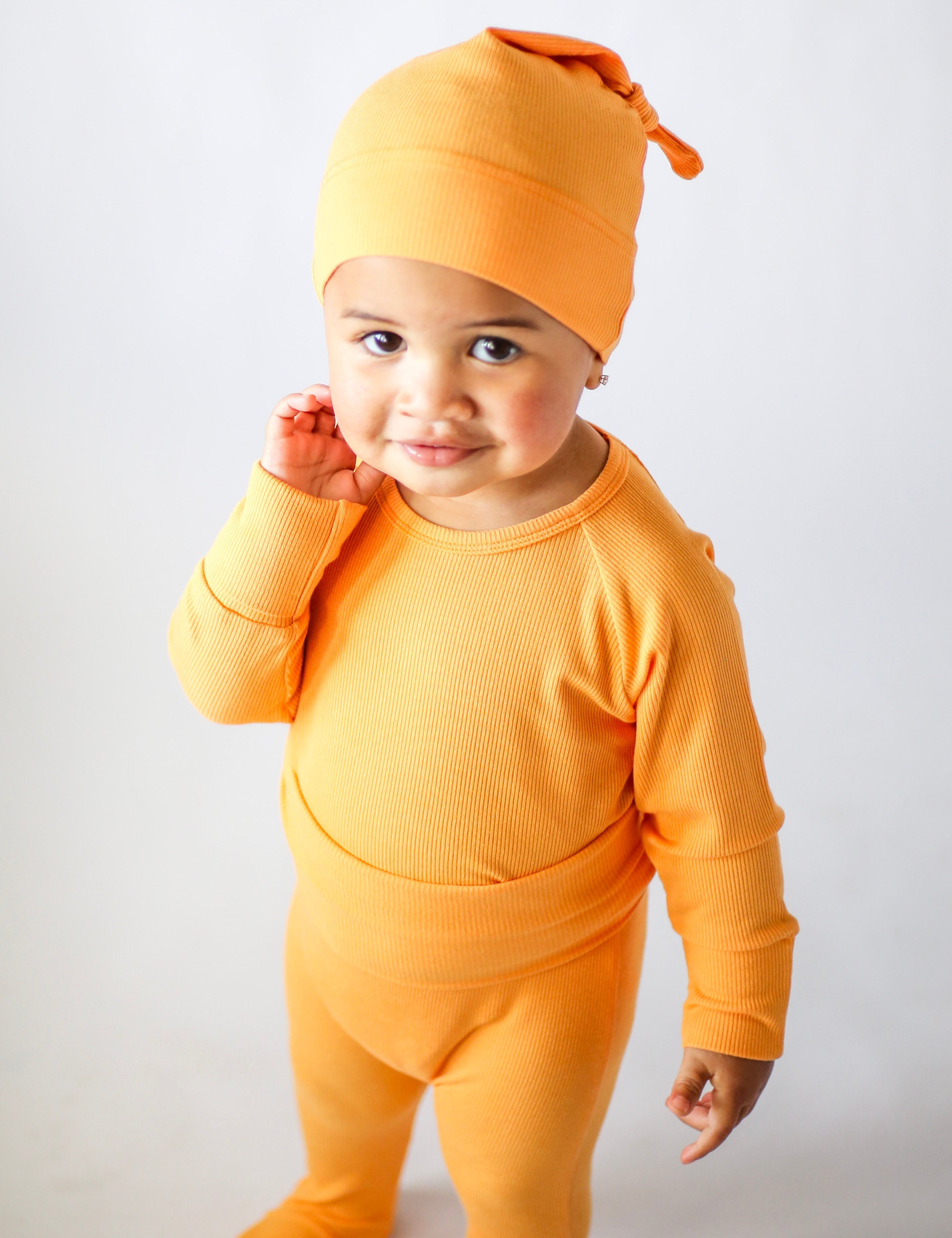 2-Piece Bamboo Ribbed PJ Set with Hat