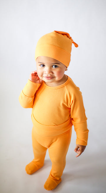 Baby Bamboo Ribbed Romper Set with Hat