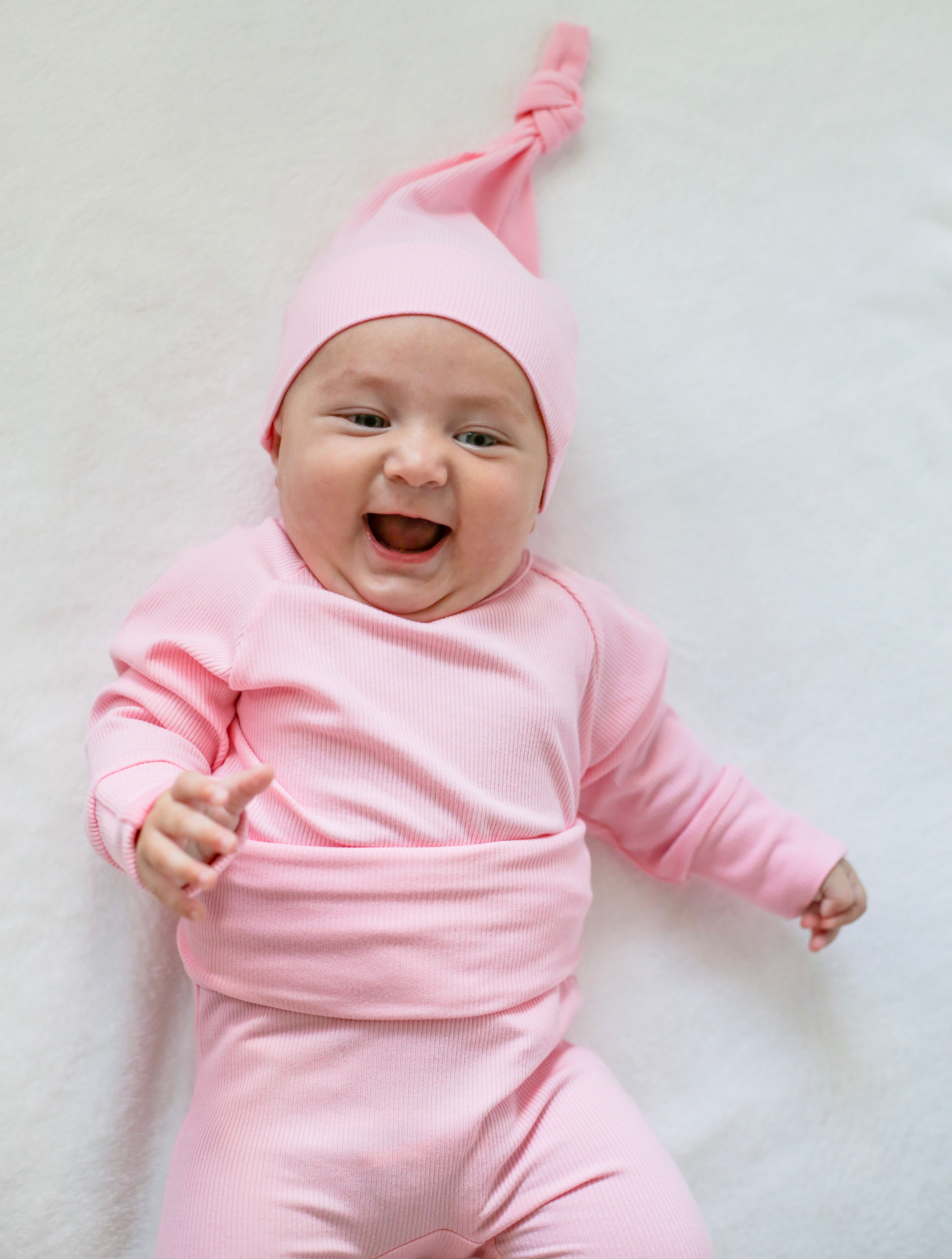 2-Piece Bamboo Ribbed PJ Set with Hat