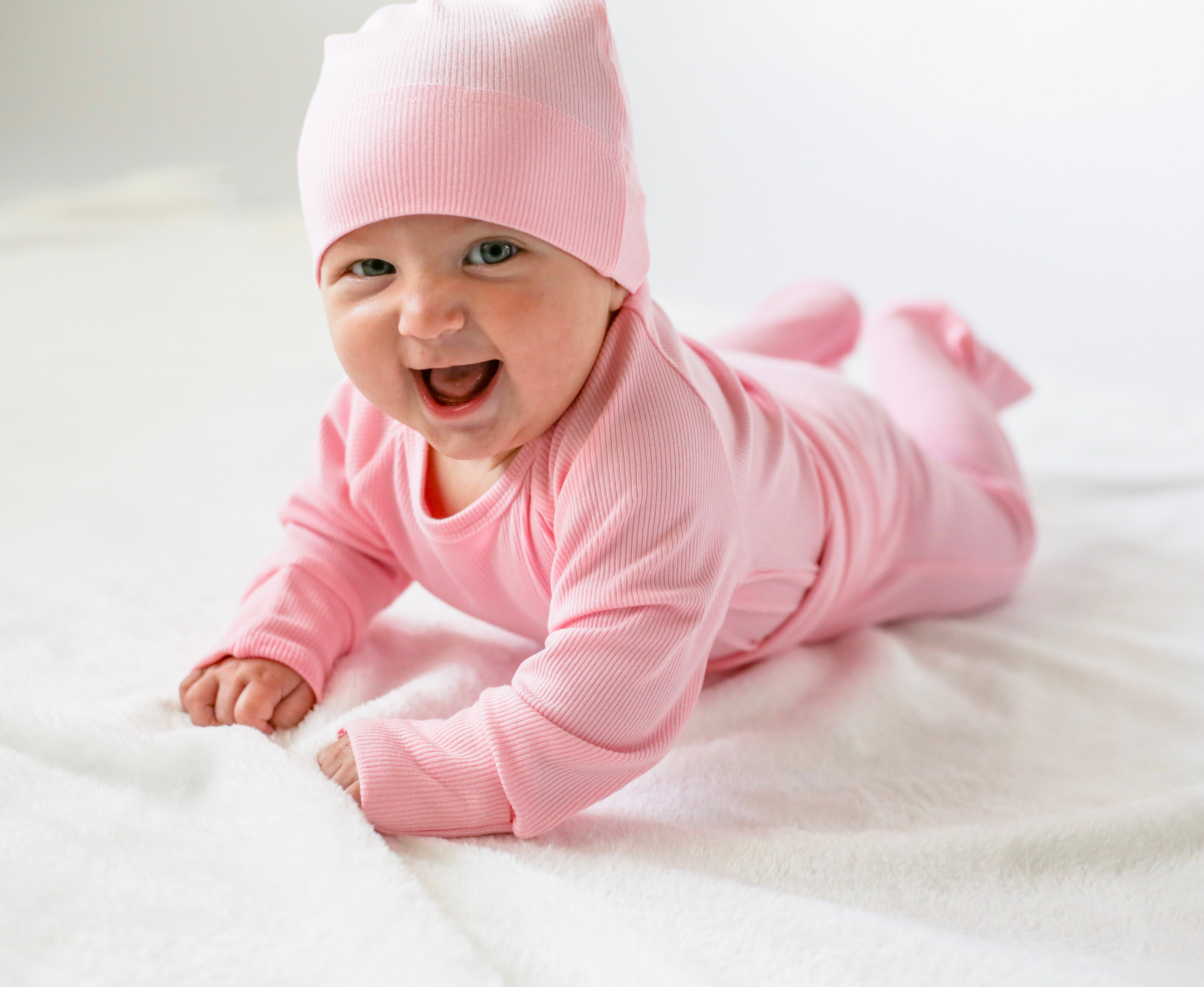 2-Piece Bamboo Ribbed PJ Set with Hat