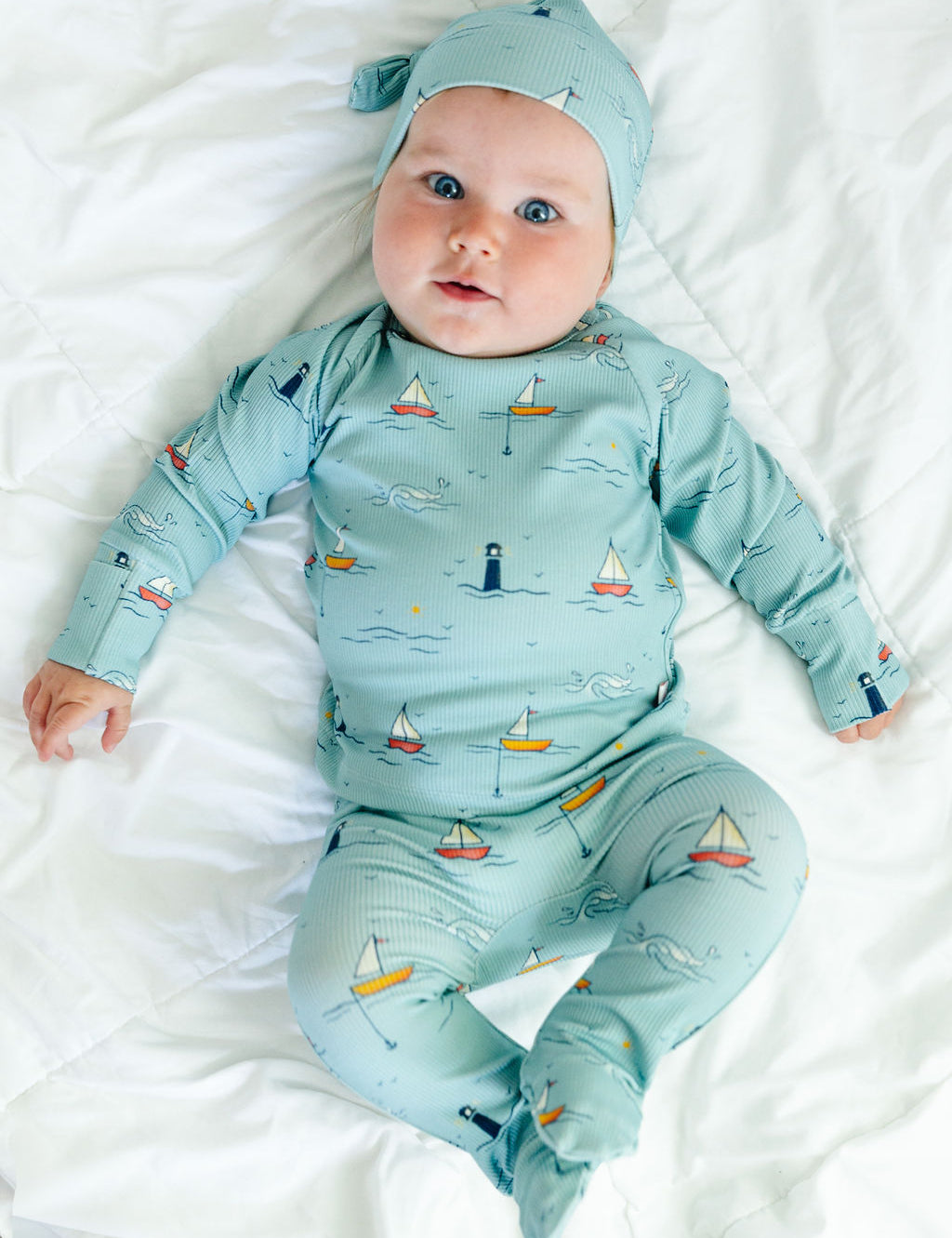 Baby Bamboo Ribbed Romper Set with Hat