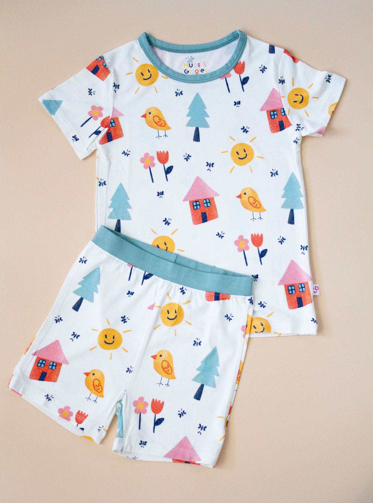 Hugs & Giggles kids' bamboo pajama set with short-sleeve top and shorts