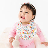 Floral Reversible Bib set with Bows - Pink