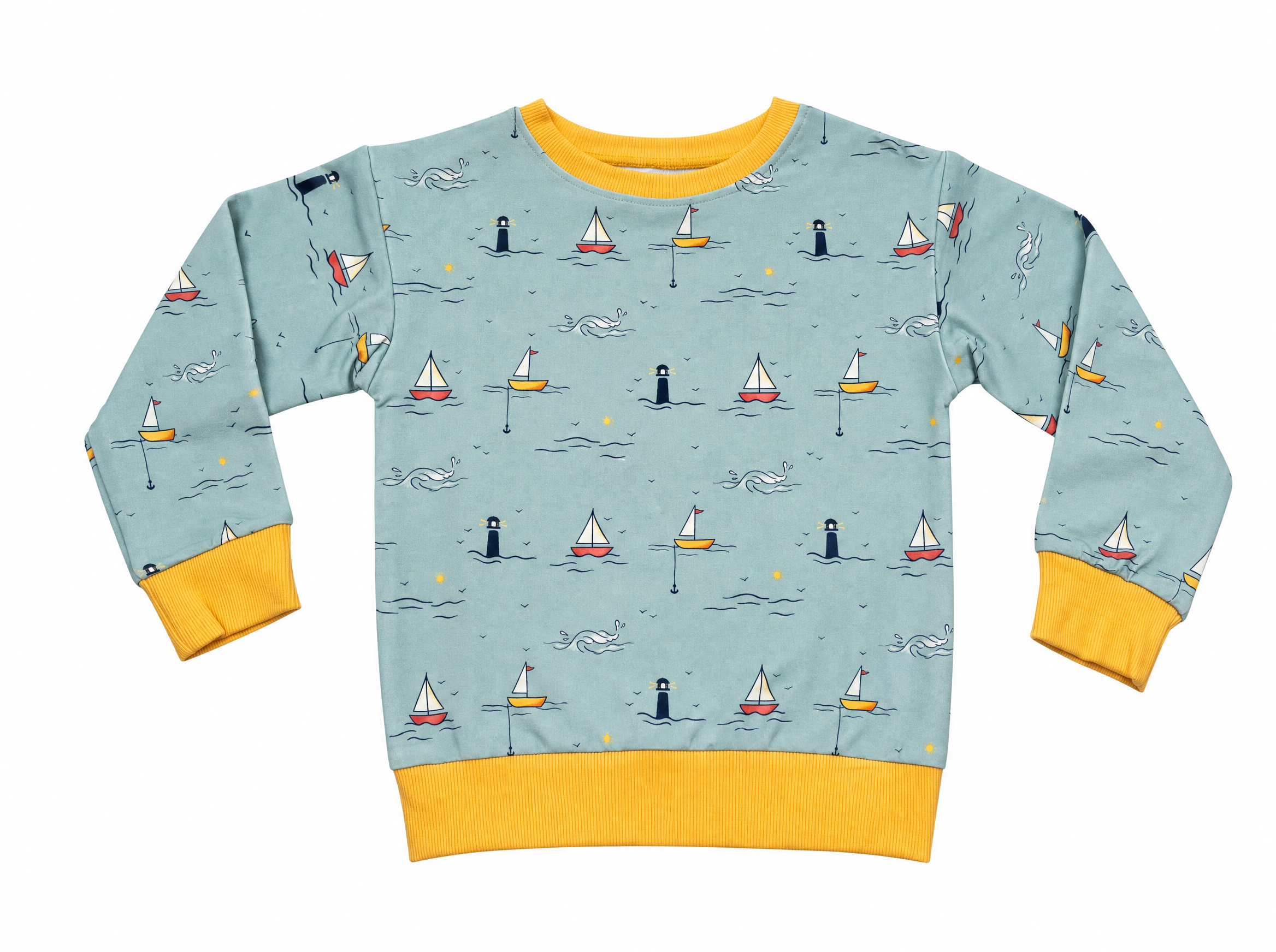Hugs & Giggles kids' bamboo sweatshirt in Puffin, Sailboat, or Soccer print