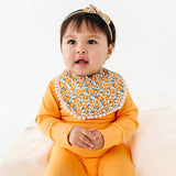 Floral Reversible Bib set with Bows - Yellow