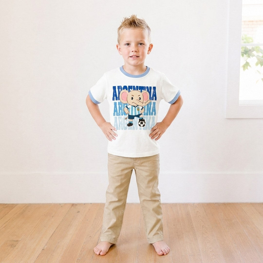 Argentina elephant soccer tee on child model
