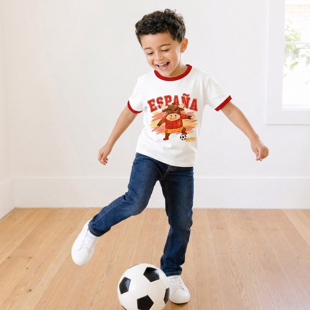 Espana bull soccer tee on child model